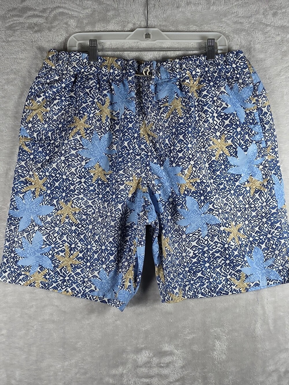 Zegna Sport Swimming Trunks Mens Sz XXL 2XL Blue Floral Hawaiian Lined 9” Inseam
